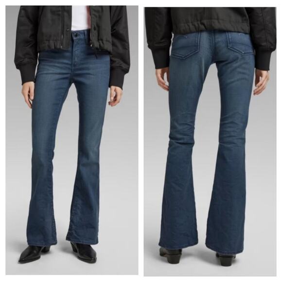 G-Star Women's Plus RAW 3301 Skinny Flare Jeans High Rise Worn in Rivulet 33/32 - Picture 1 of 13